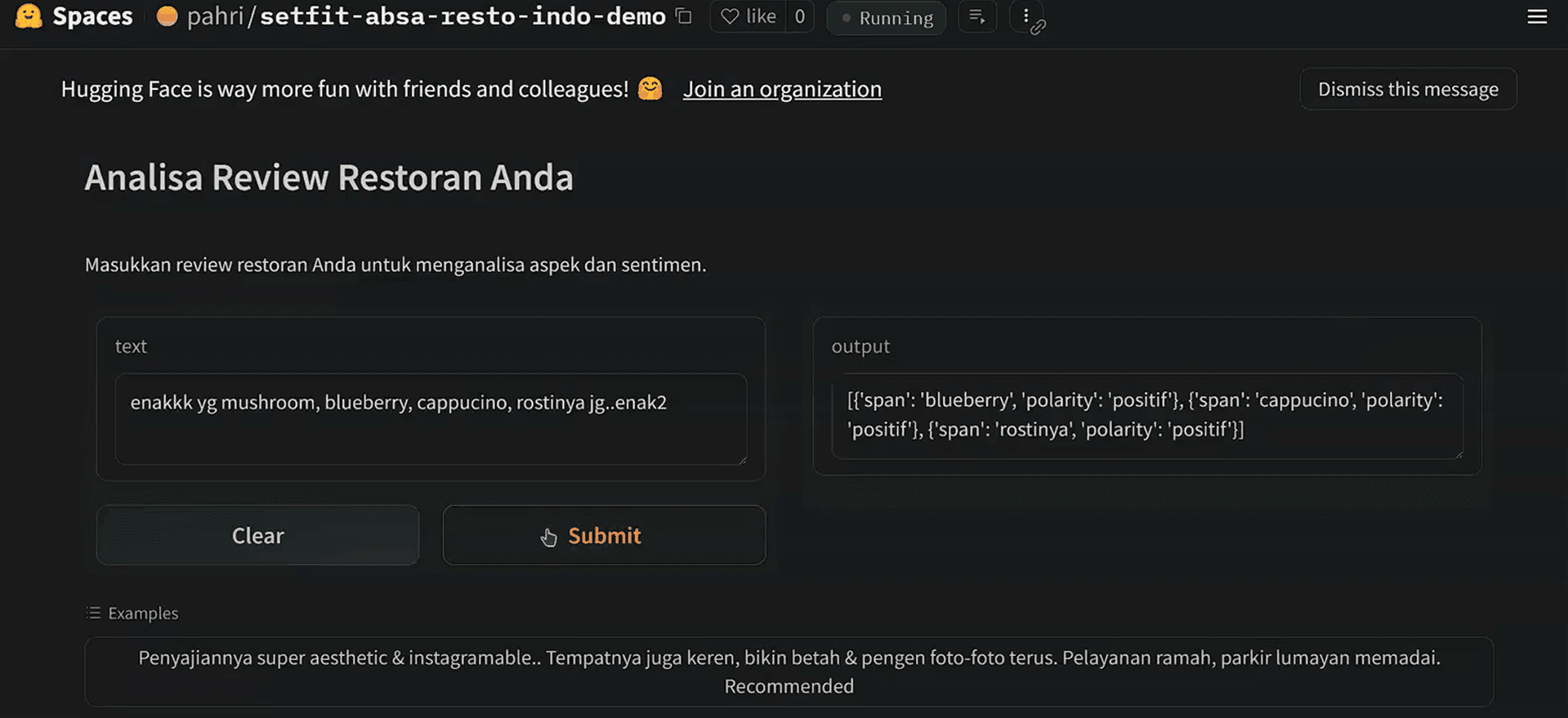 Aspect-based Sentiment Analysis on Indonesian Restaurant Reviews